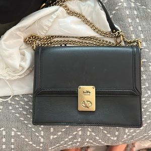 Coach Hutton Leather Shoulder Bag - Black